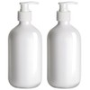 2Pcs 16.9oz 500ml White Plastic Pump Bottle Dispenser, Refillable Empty
