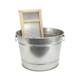 4.5 Gallon Galvanized Wash Tub with Handles-9 7/8 inches High x 13.25 inches in Diameter