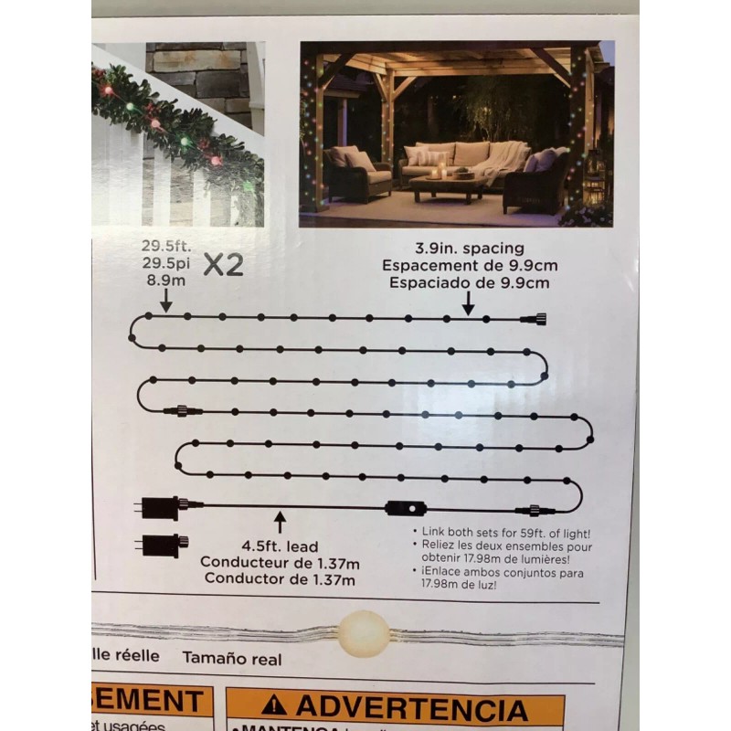 Enbrighten 30ft Color Changing Bubble Lights 2 Strings x 90