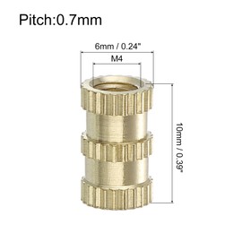 sourcing map Knurled Insert Nuts, 30Pcs M4 x 10mm(L) x 6mm(OD) Thread Printing Brass Nuts Female Threaded Inserts Brass Heat Set Insert Embedment Nuts