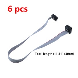Antrader 6 Pcs Flat Ribbon Cable with Black 2.54mm FC, 2 Row 8 Pin Female to Female Wires IDC Ribbon Connector (30cm Length)