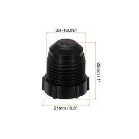 PATIKIL 1/2" Plastic Threaded Plug, 6 Pack 3/4-16UNF Male Thread 45 Degree SAE Flare Tube Fitting Valve Stop Plugs for Air Conditioner Pipe Gas Line Hydraulic, Black