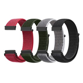 FTYQUEE 4 Pack Nylon Watch Strap Compatible with 16mm 18mm 19mm 20mm 22mm Watch Strap Quick Release Replacement Wristband, Adjustable Stretchy Straps Fabric Bands for Men Women