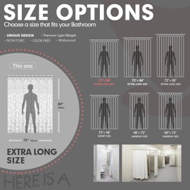 Hereisa 3D Pebble Shower Curtain Liner (NO Hooks, Extra Long | W72 x L80)