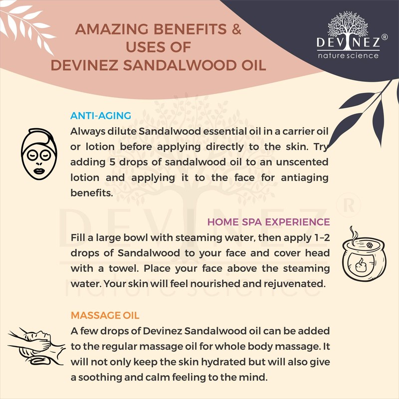 Devinez Sandalwood (Chandan) Essential Oil, 100% Pure, Natural & Undiluted,
