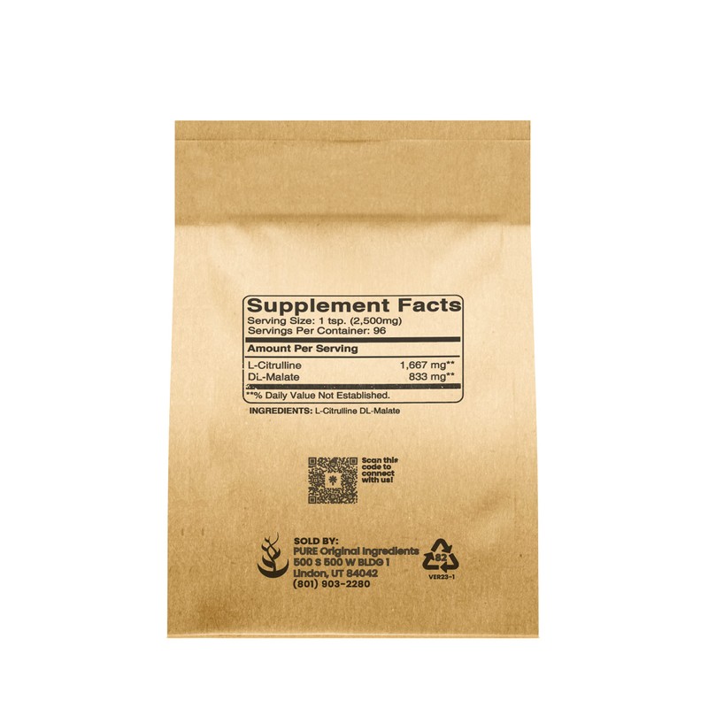 PURE ORIGINAL INGREDIENTS Pure Original Ingredients L-Citrulline DL-Malate Supplement Powder,