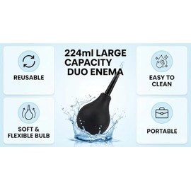 Enema Ducha XL 220 ml de Silicona Suave y Flexible - Pera de Limpieza Corporal Reutilizable - Kit de Higiene Personal que No Guarda Olores
