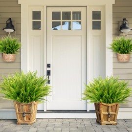 Sggvecsy 12 Bundles Artificial Boston Fern Plants Fake Boston Ferns Bushes Artificial Shrubs Outdoor Greenery UV Resistant Plants Faux Plastic Plants for Home Garden Indoor Outdoor Decor(Green)