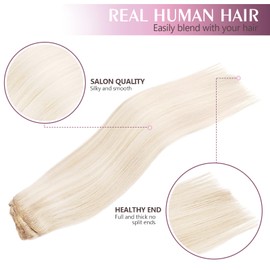 Fimislosion Real Hair Extensions Clip in Human Hair, Seamless Clip in Hair Extensions Real Human Hair, 16 Inch Clip ins extensions for women, Ash Platinum Blonde 120G 7Pcs
