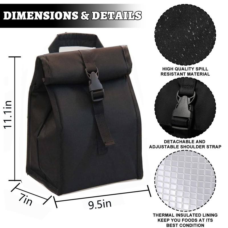 ZM-YOUTOO Insulated Foldable Lunch Bag With Ajustable Strap- Lightweight Portable