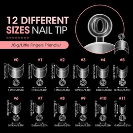 240PCS Short Almond Nail Tips - Soft Gel Extensions - Half Matte Clear Artificial Covers for DIY Manicure and Salon Use - 12 Sizes (Transparent)
