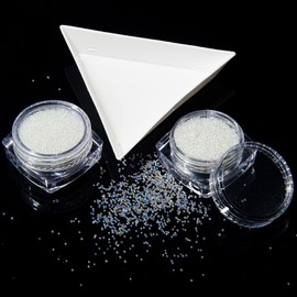 Mesiyun Nail Art 3D Ultra Mini Beads AB Micro Glass Crystals Bubble Pixie Diamond Iridescent DIY Caviar Decorations Two pots