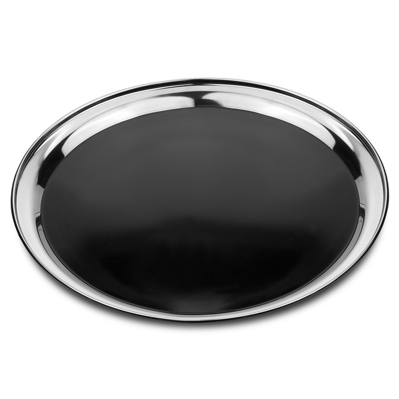 Stainless Steel Bar Tray with Black PVC 14 Inch -