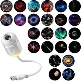 Proyector de galaxias 2 en 1 con luz nocturna, proyector de estrellas y galaxias USB portátil para dormitorio y coche (24 láminas de proyección)