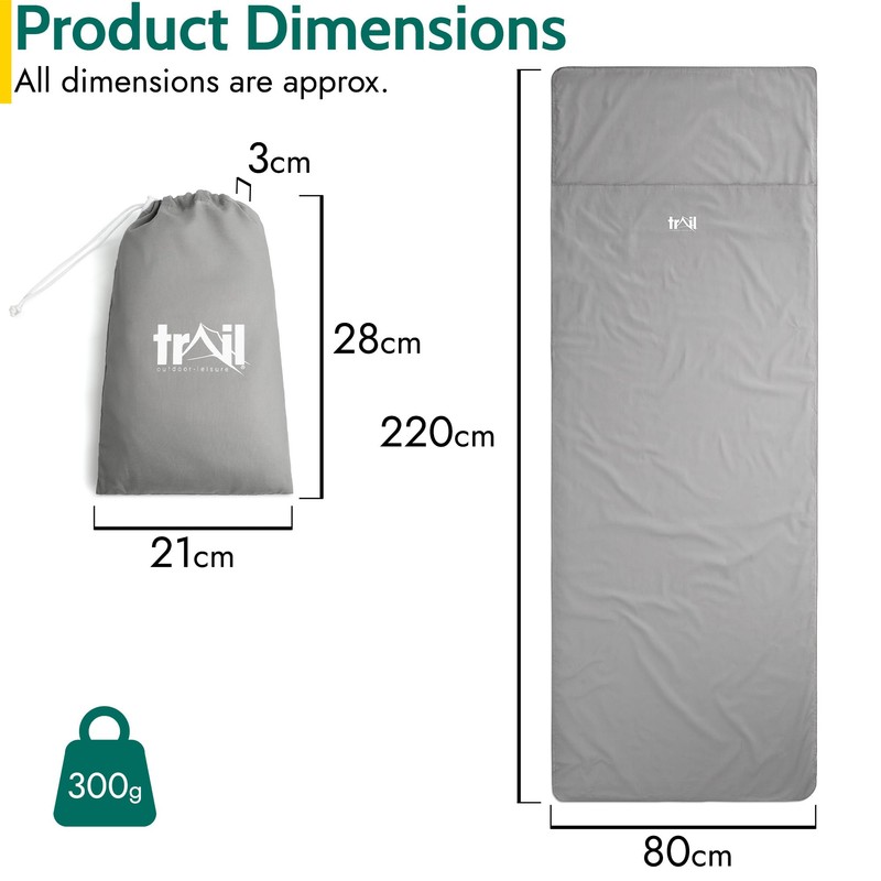 Trail Sleeping Bag Liner Camping Travel Sheet Single Envelope Shape