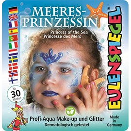 Eulenspiegel 204535 – Sea Princess Motif Set, 3 Colours, 1 Glitter, 1 Brush, 1 Set of Instructions (English language not guaranteed), for Approx. 30 Masks, Carnival, Theme Party