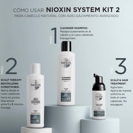 Nioxin Kit #2 de Crecimiento de Cabello, para Natural y Caída Excesiva (3 Piezas: Shampoo 150ml + Acondicionador 150ml + Tratamiento 50ml)