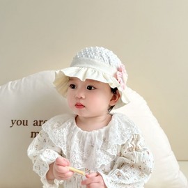 Baby Flower Pot Hat for Spring & Summer - Little Princess Girl's Fisherman Hat (Infant, 45-48cm) (6-18 Months) / White 3ea