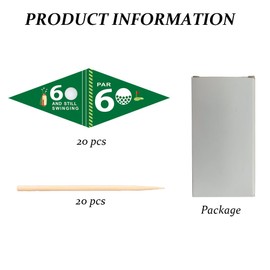VOWFOO Golf Themed Toothpick Flags, 20 PCS Par 60 And Still Swinging Birthday Golf Cocktail Picks Mini Stick Cupcake Toppers Flags for Par 60 Golf 60th Birthday Party Food Bar Decorations (Par 60)