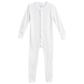 City Threads Big Boys and Girls' Union Suit Thermal Underwear Set Long John Onesie Footie Perfect for Sensitive Skin and Sensory Friendly SPD, White, 16