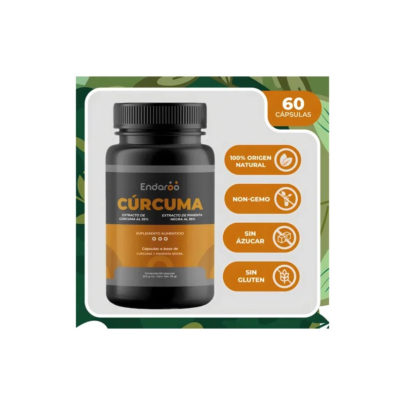 Endaroo Cúrcuma 95% con Pimienta Negra 60 Cápsulas Sin Gluten