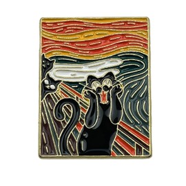EDEN Munch Parody Black Cat Screaming Pin Badge [E1037]