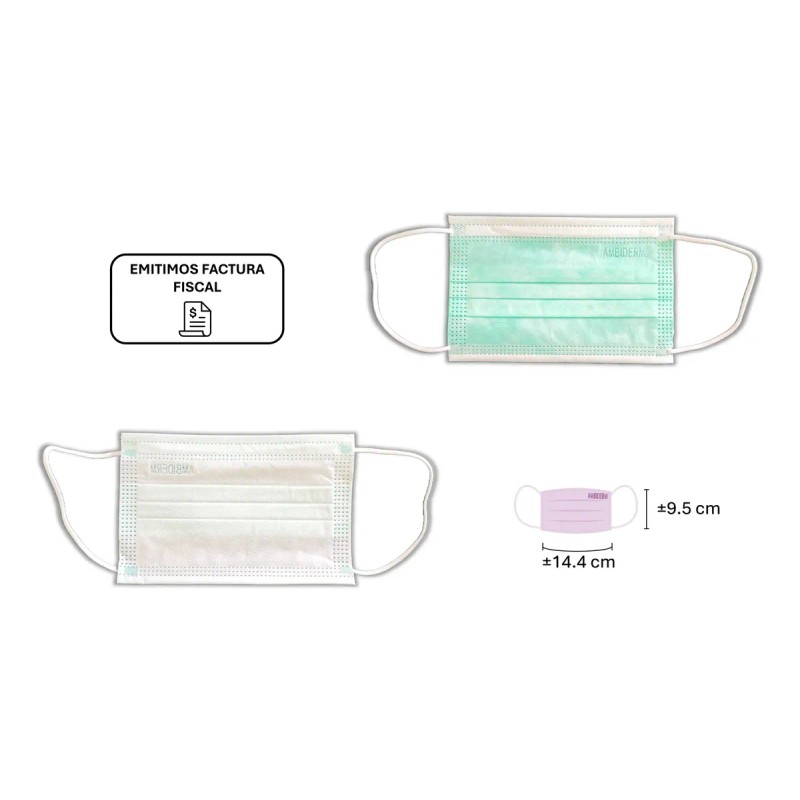 Ambiderm 250 Cubre Bocas Tricapa Infantil Niños Termosellado