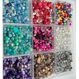 Multicolored Solid Colors MIX BEADS-Acrylic beads Silicone beads Resin beads-Fresh Gray Beads Clear Blue Beads Deep Purple Beads Passionate Pink Beads:_Teal_150ml bag (40-45beads)Ôºà100-105gÔºâ(3.52-3.70oz)