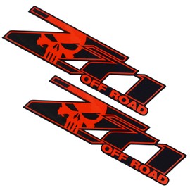 2Pc Z71 Off Road Decals Stickers Emblem Replacement for Silverado Z71 2001-2006 Bed Side 1500 2500 HD (Black Red)