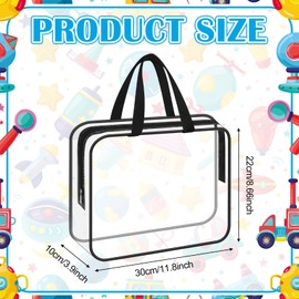 WWmily 6 Pack Zipper Toy Storage Bags with Handles 11.8x8.6x3.9 Inch Clear Storage Bags PVC Waterproof Toiletry Bags Toy Organizing Bags for Building Blocks Puzzle, 6 Colors