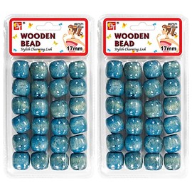 48 Pcs Beads Jewelry Making Kit DIY Hair Braiding Bracelet Ornaments Crafts 17mm Wooden Pony (Blue)