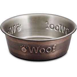 Harmony Stainless Steel Woof Copper Dog Bowl, 2 Cup, Medium, Brown