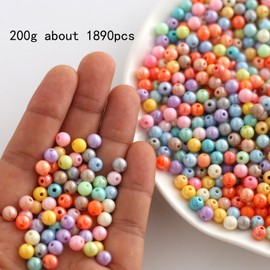 DAHI Beads for threading acrylic beads, multicoloured, round craft beads for bracelets, jewellery (ab6 mm)