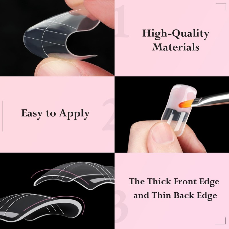 Kiiwah 130 Pcs Toes Nail Forms for Polygel, Reusable Square