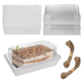 50 Pack Charcuterie Boxes with Clear Lids: 6 x 3 Inches To Go Dessert Boxes Disposable Bakery Boxes for Cupcakes Donuts Strawberries Muffins Small Treat (White)