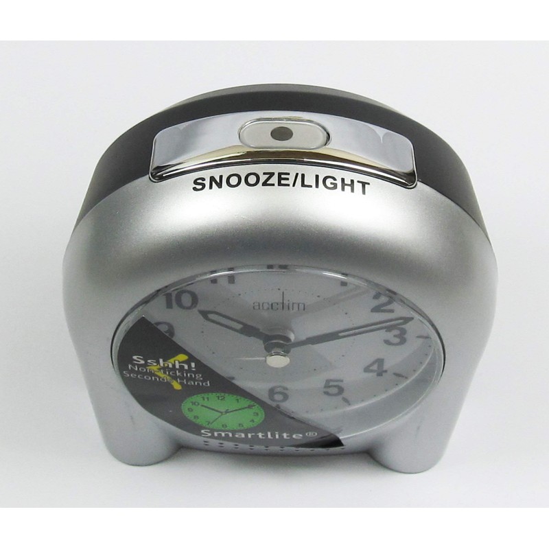 Acctim Sweeper Analogue Alarm Clock Non Ticking Sweep Smartlite® Quartz