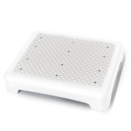 GWNF One Step Stool, Portable Easy-Store Step Stool for Seniors & Kids, Non-Slip Surface and Feet, Small Step Stools for Adults, Mobility & Daily Living Aids for Bedside, Car, Kitchen（White-Grey）