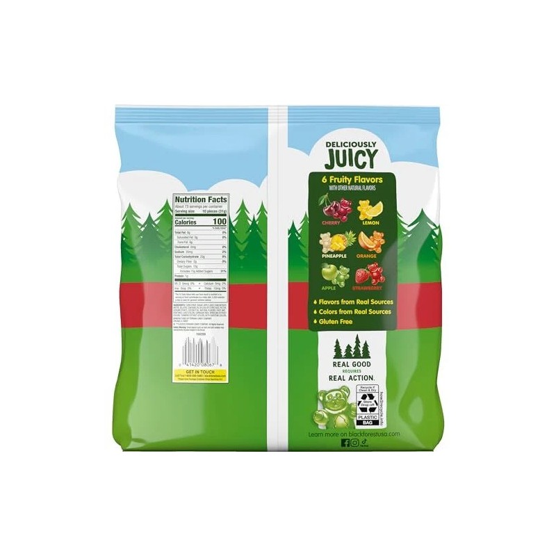 Black Forest Gummy Bears Soft Juicy Fruit Snacks 80oz 6