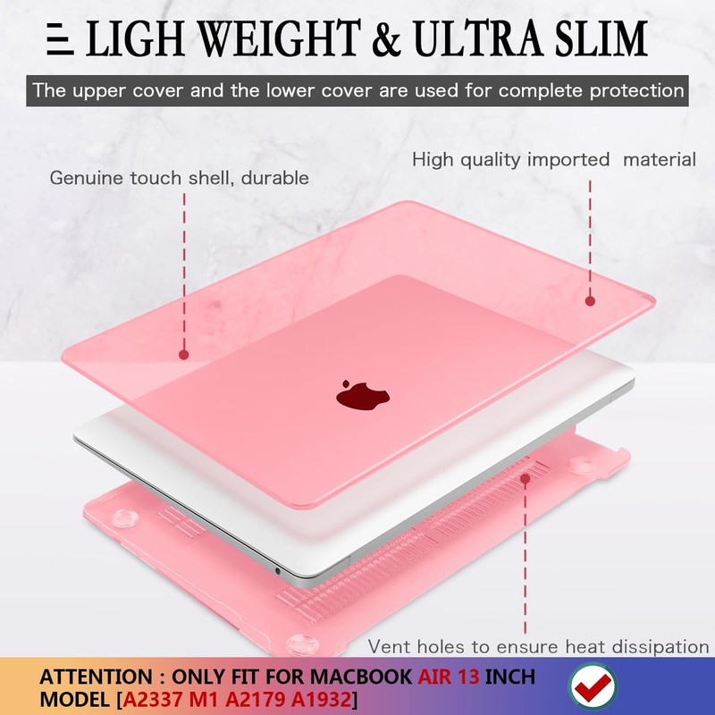 CISSOOK for MacBook Air 13 Inch Case Pink,Plastic Hard Shell