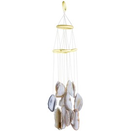 mookaitedecor Natural Agate Slices Wind Chimes for Home Garden Decoration 20-23 Inches