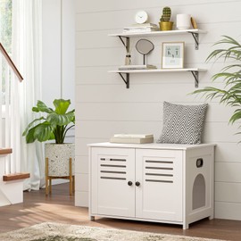 DINZI LVJ Long Wall Shelves, 24 Inch White Floating Shelves Set of 2, Easy-to-Install, Wall Storage Ledges with Sturdy Metal Brackets for Living Room, Bathroom, Bedroom, Kitchen, White