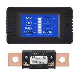 CGELE DC Multifunction Battery Monitor Meter with Shunt,0-200V,0-300A, LCD Display Digital Current Multimeter Voltmeter Ammeter for Cars RV Solar,Widely Applied to 12V/24V/48V RV/Car Batteryâ¦