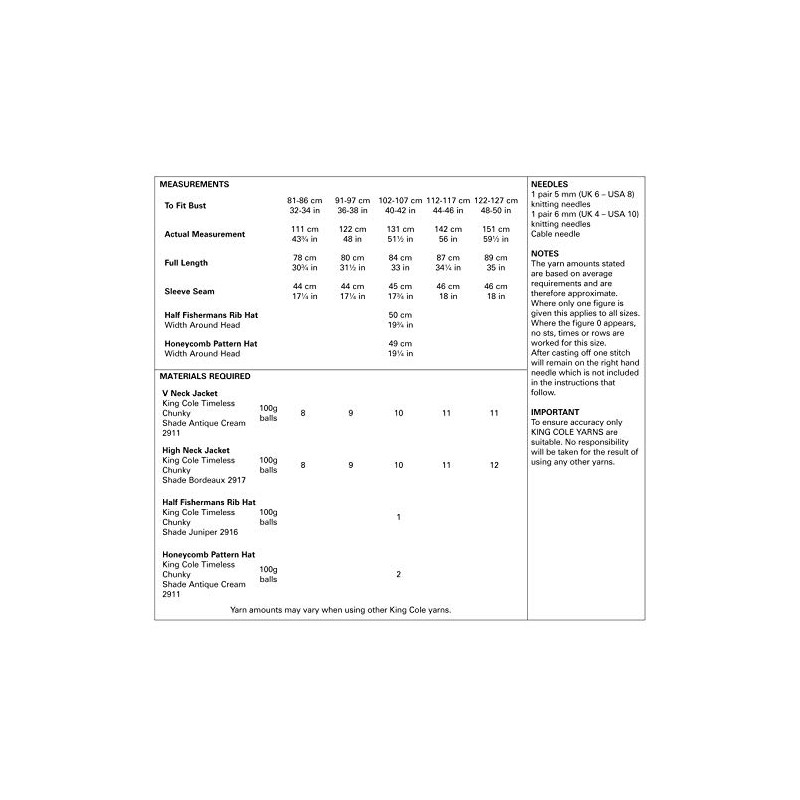 King Cole 5180 Knitting Pattern Womens Jackets and Hats in