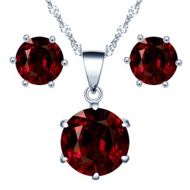 Yumilok Women's Stud Earrings and Necklace Jewellery Sets for Girls Women Necklace 925 Sterling Silver Jewellery Sets Gift Necklaces for Girls, Sterling Silver Sterling Silver Zirconia, Cubic Zirconia