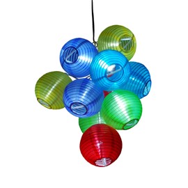 Solar Powered Party String Fairy Lights. 10 of 3" Dia Color Lanterns.