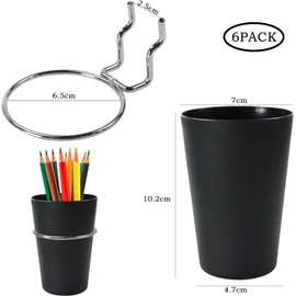 UgyDuky 6 PCS Pegboard Hooks with 6 PCS Pegboard Cups, Pegboard Bins with Rings, Pegboard Organizer Baskets, Pegboard Cup Holder Accessories for Art and Craft Storage (Black)