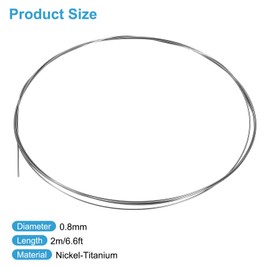 sourcing map 6.6 Feet Nitinol Wire, 1 Pcs 0.8mm Super Elastic Nitinol Shape Memory Pre-trained Wire Nickel-Titanium Spring Steel Wire for Research Labs DIY Classroom Display