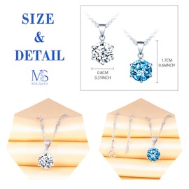 MICSAVI Necklaces with Pendant Solitaire Cubic Zirconia 925 Sterling Silver Necklaces for Women Girls Necklace Jewellery, Sterling Silver Zirconia Sterling Silver, Cubic Zirconia