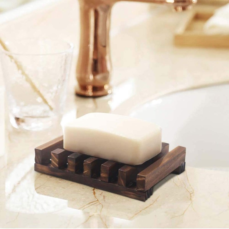 NT-ling 1 Pack Soap Dishes &1PCS Soap Bags, Wooden Soap