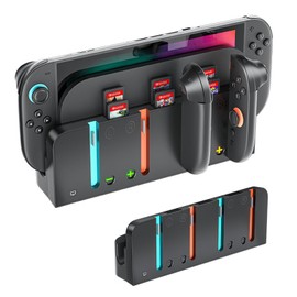 For Switch 2, Tomistan Stand, Nintendo for Switch 2, Joy Con, Controller Charging, Compatible with 4 Devices Simultaneously Magnetic Charging Capable, For Joicon Right/Left Rapid Charging, LED Charging, Indicator Lamp Included